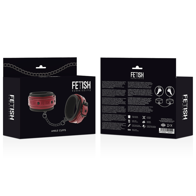 Fetish Submissive – Menottes de cheville BDSM en Cuir Rouge