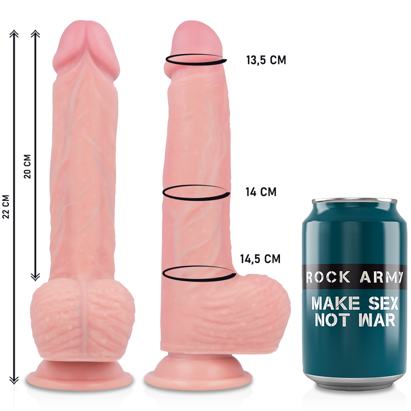 Rock Army - Gode Ceinture Réaliste avec 3 Cockrings / 22 cm