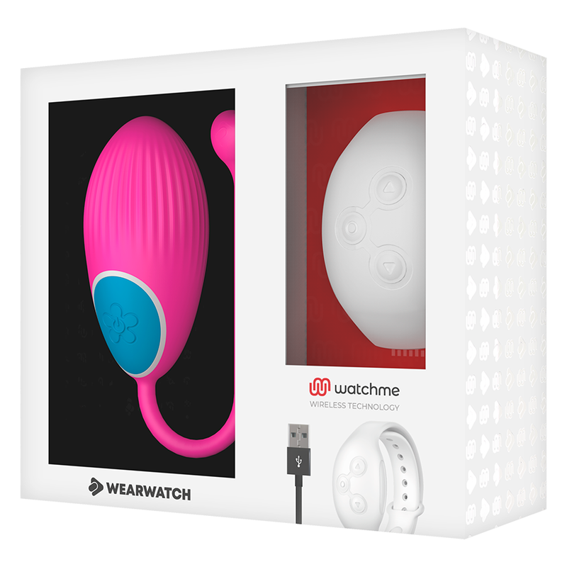 Wearwatch – Oeuf vibrant avec bracelet télécommandé – Blanc/Fuchsia
