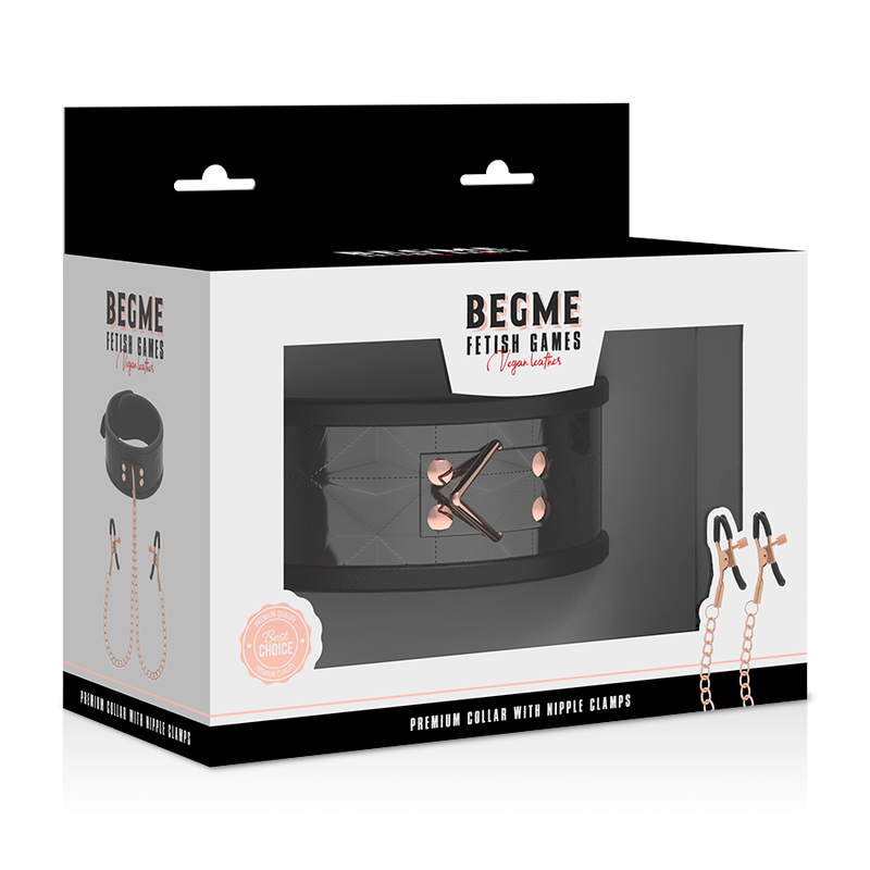 Begme – Collier cou avec Pinces à tétons réglables avec chaîne or