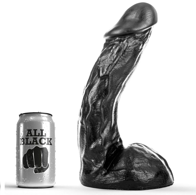 All Black - Gode Réaliste Courbé XXL - 28 cm