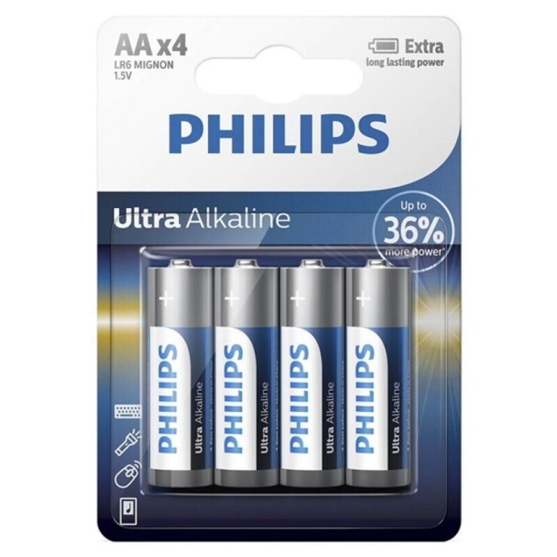 Piles Ultra Alcalines AA LR6 Pack de 4 - Philips - PHILLIPS