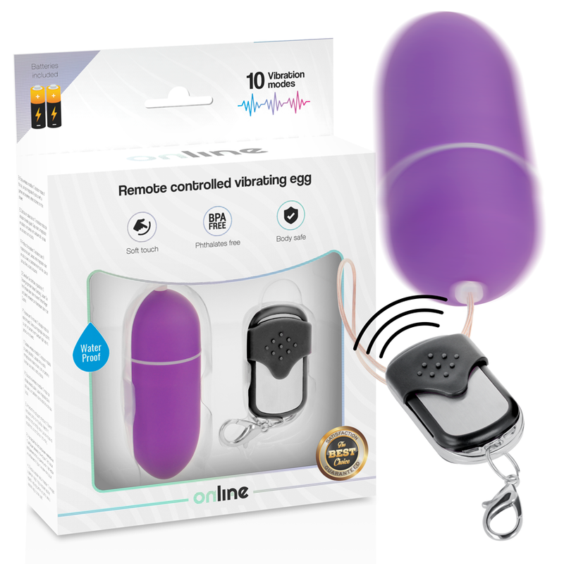 Online – Oeuf Vibrant avec Télécommande Taille L – Lilas