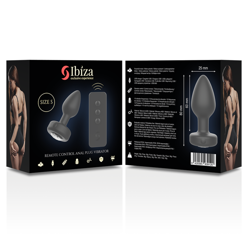 Ibiza - Plug Anal Vibrant en Silicone Taille S - Noir