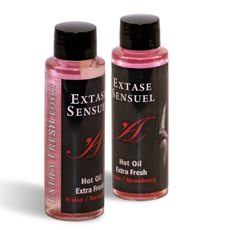 Huile Massage Chauffante Extra Fraîche Fraise 100ml - Extase Sensual