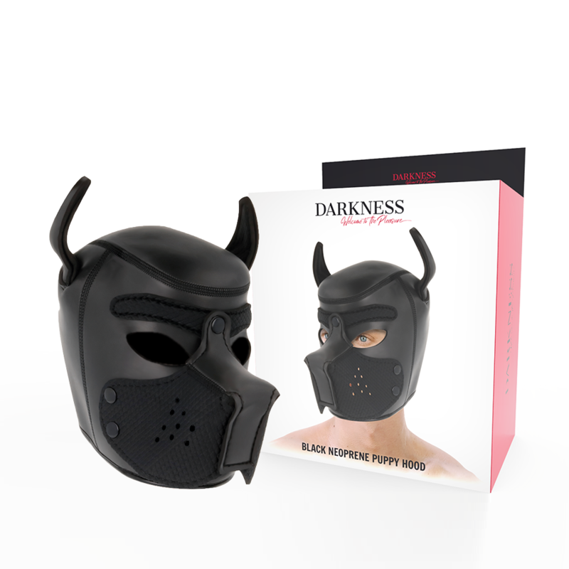 Darkness – Puppy Hood en néoprène avec museau amovible