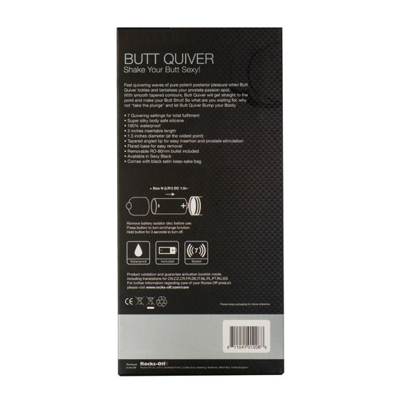 Rocks-Off - Mini Plug Anal Vibrant 7 vitesses - Noir
