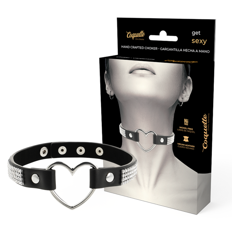 Collier BDSM Ras de Cou Cuir Végan Cœur - Coquette Chic