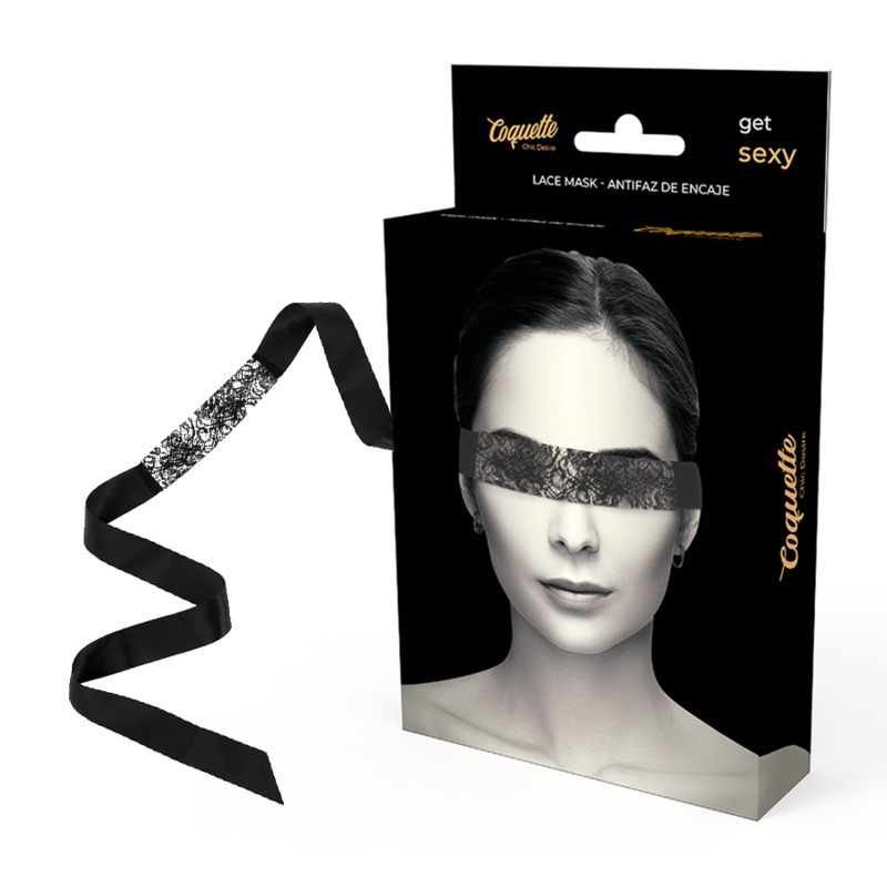 Masque Sensuel Dentelle Noire avec Ruban - Coquette Chic Desire