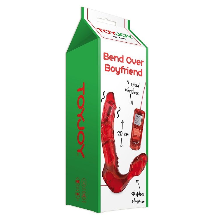Toyjoy - Gode Ceinture sans Harnais Vibrant pour Femme Bend Over Boyfriend - Rouge