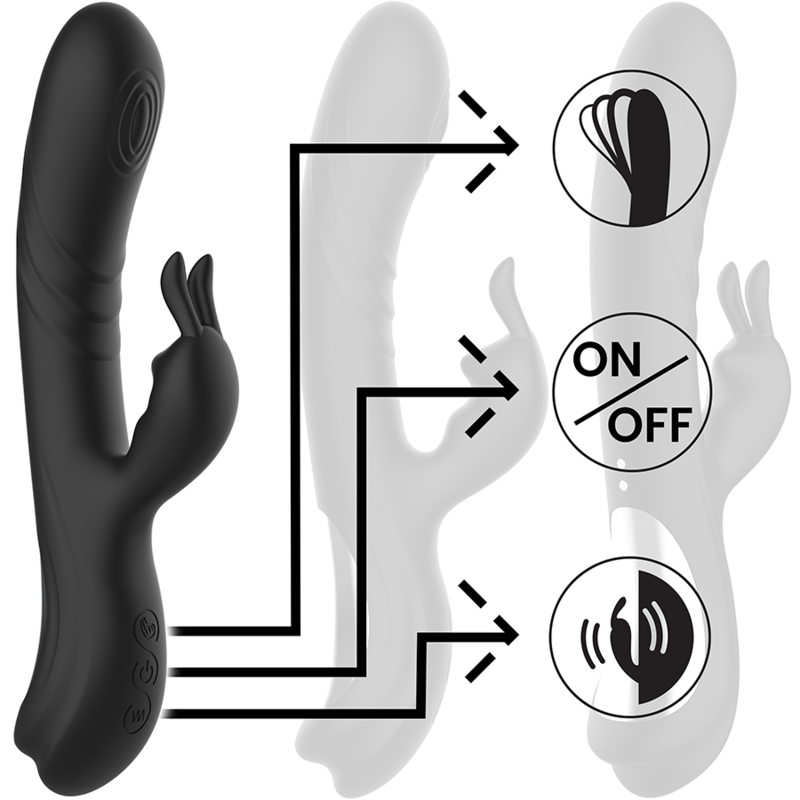 Stimulateur Rabbit Jamie Silicone Rechargeable Noir - Black&Silver