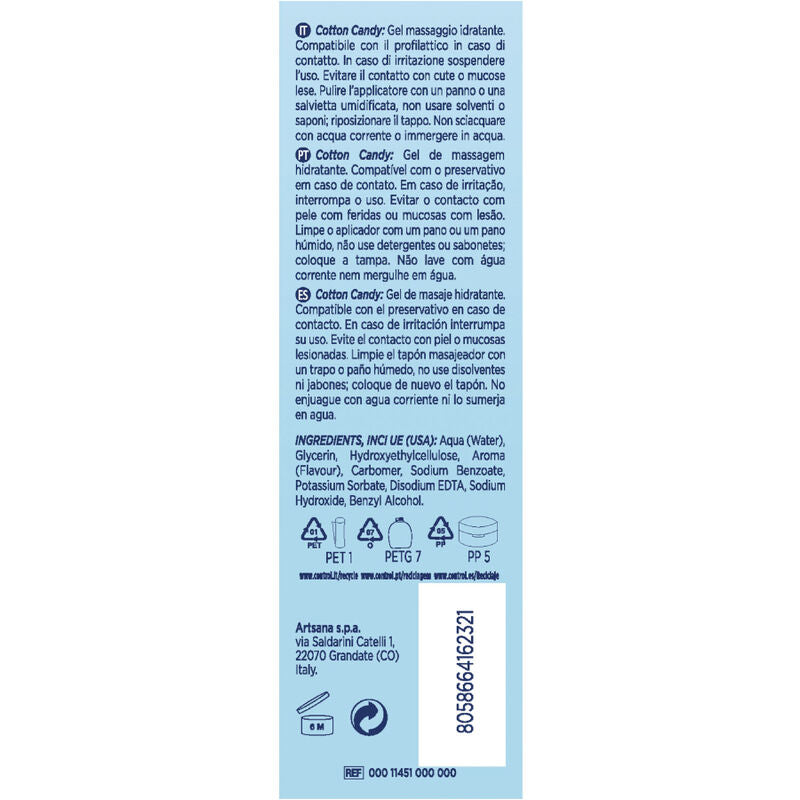 Control – Gel 3 en 1 Massage Lubrifiant & Hydratant Barbe à Papa – 200 ml