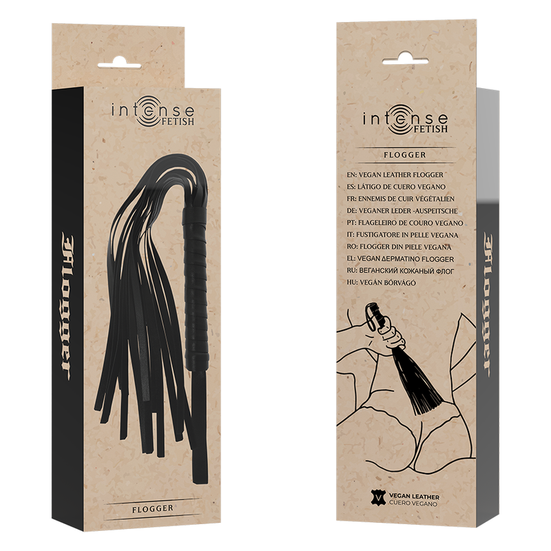 Martinet Noir en Cuir Végan avec Lanière - Intense Fetish