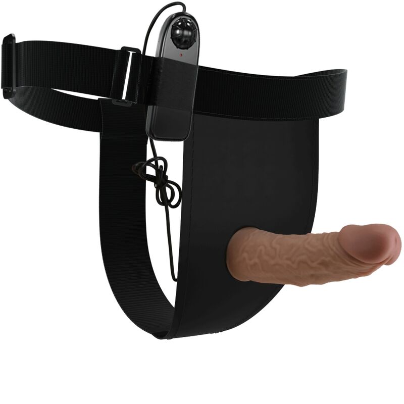 Pretty Love - Gode Ceinture Vibrant et Creux Marron / 17,5 cm