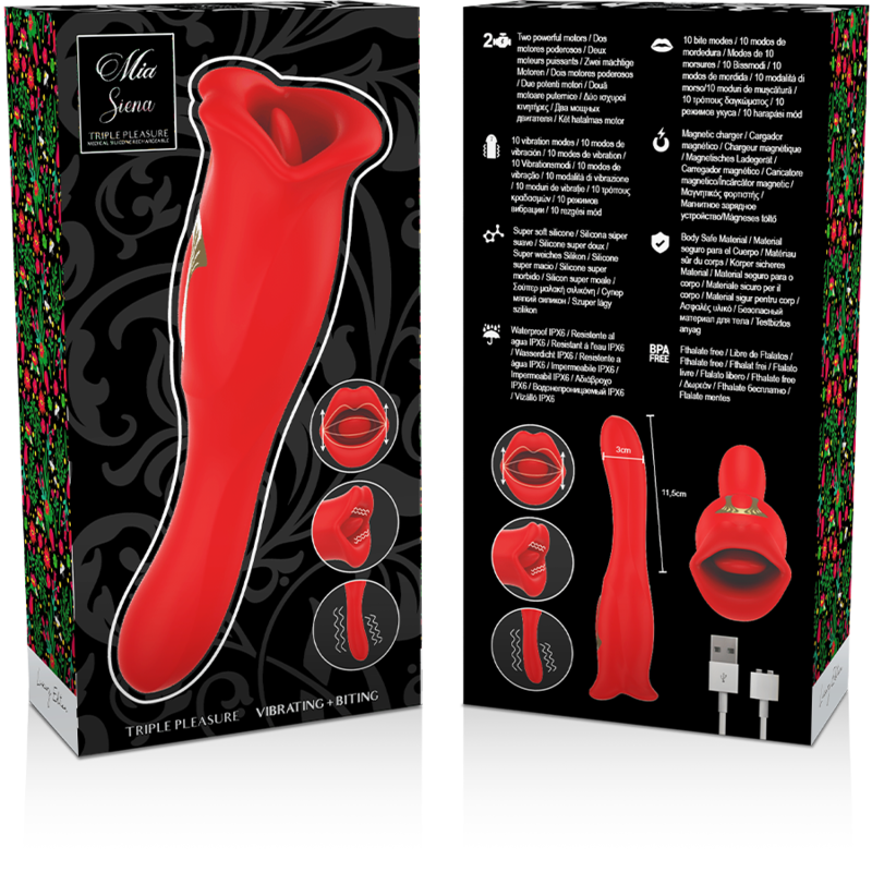 Stimulateur Clitoridien Siena Triple Plaisir Rouge - MIA - MIA
