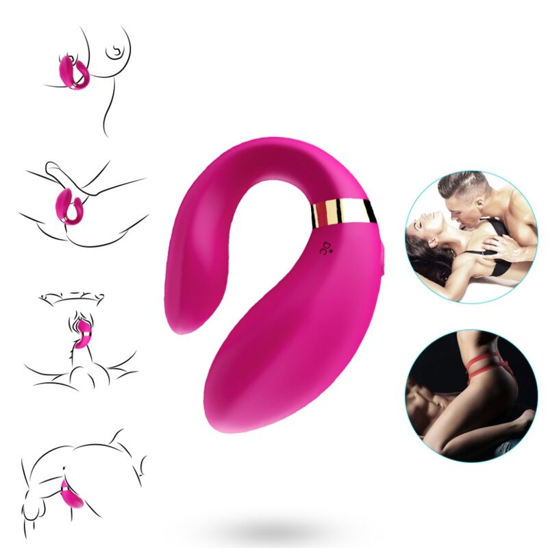 Vibrateur Couple Croissant Télécommandé Fuchsia - Armony