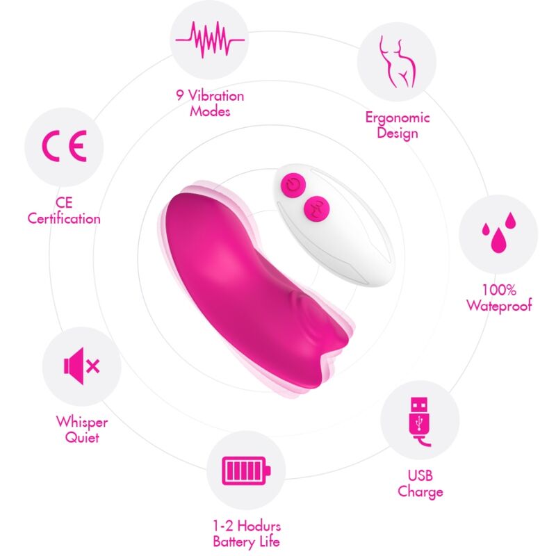 Culotte Vibrante Papillon Portable Télécommandée Rose - Armony