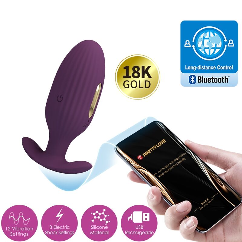 Pretty Love - Plug Anal Connecté et Vibrant avec Application / Violet