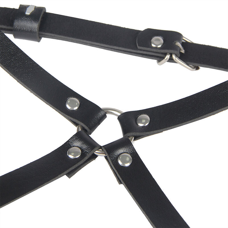 Harnais taille et jambes en cuir noir taille unique - Subblime - SUBBLIME FETISH