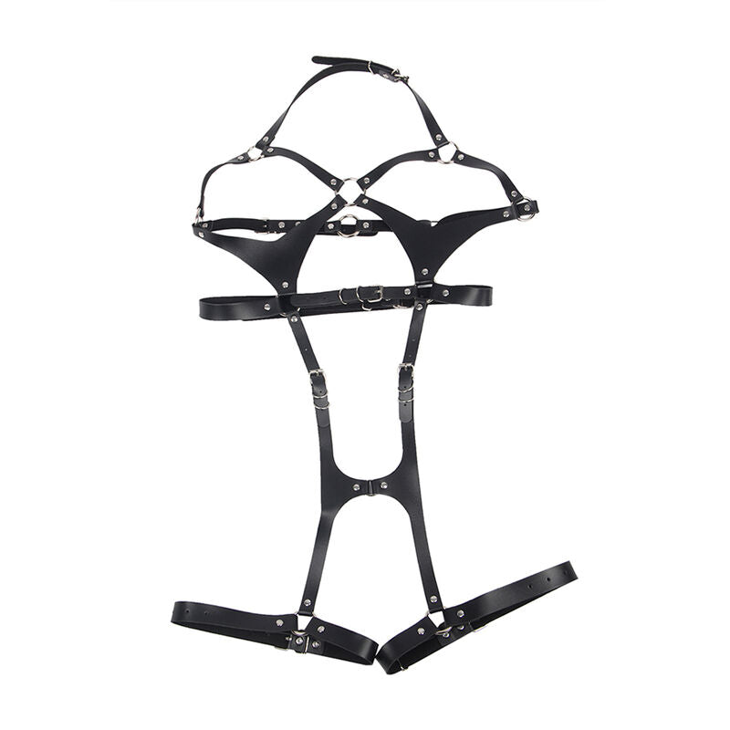 Harnais Complet Cuir Noir avec Boucles Taille Unique - Subblime - SUBBLIME FETISH