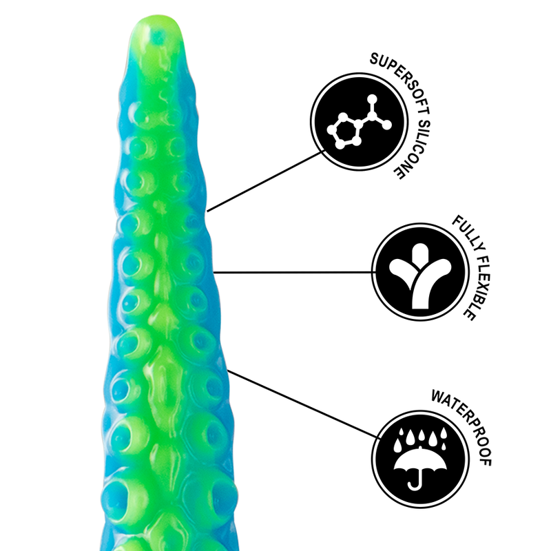 Gode ventouse tentacule grande taille Scylla - Phosphorescent - Epic