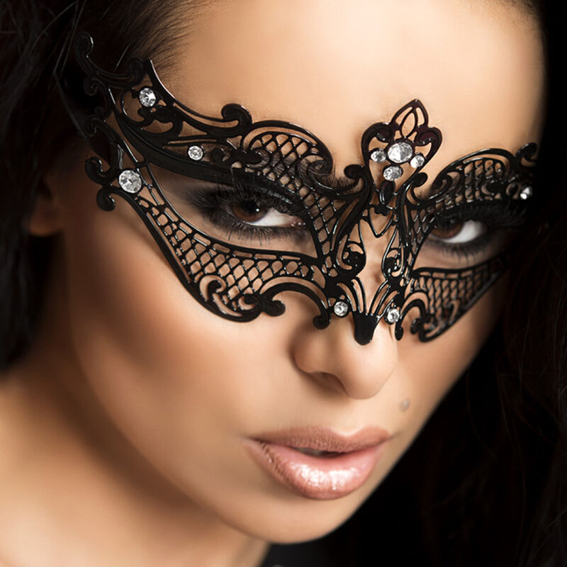Chilirose - Masque en Laiton Noir - Décoration Cristaux Scintillants