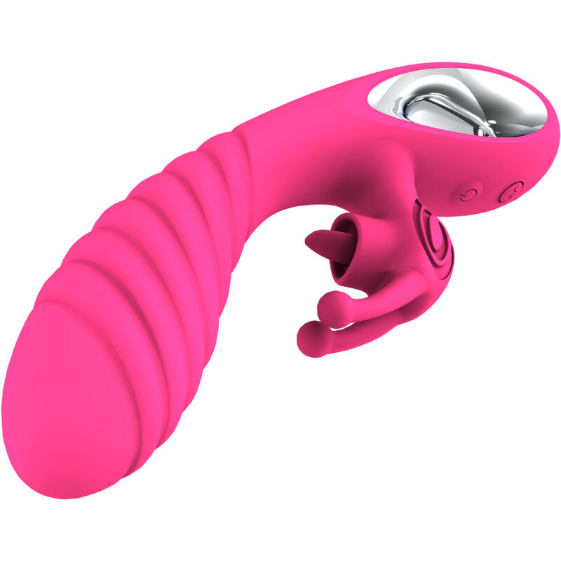 Armony - vibrateur vicky rabbit avec langue anneau de tirage fuchsia