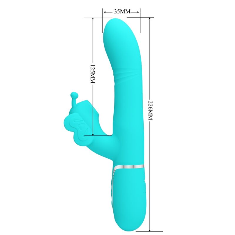 Stimulateur Rabbit Papillon Multifonction 4 en 1 Vert - Pretty Love