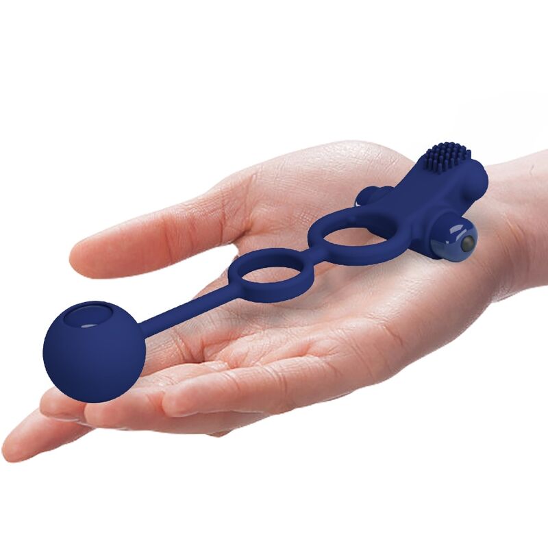 Anneau Pénien Vibrant Remington Double Stimulation Bleu - Pretty Love