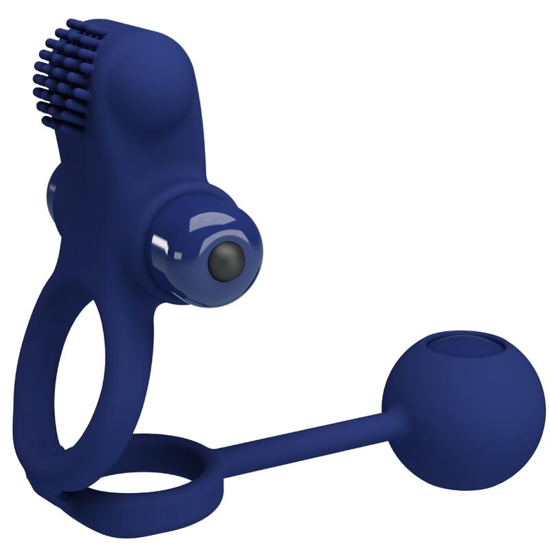 Anneau Pénien Vibrant Remington Double Stimulation Bleu - Pretty Love