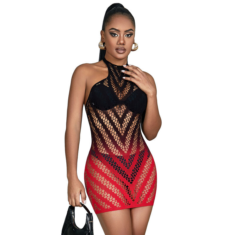 Body Résille Dégradé Rouge et Noir Taille Unique - Subblime - SUBBLIME DRESSES