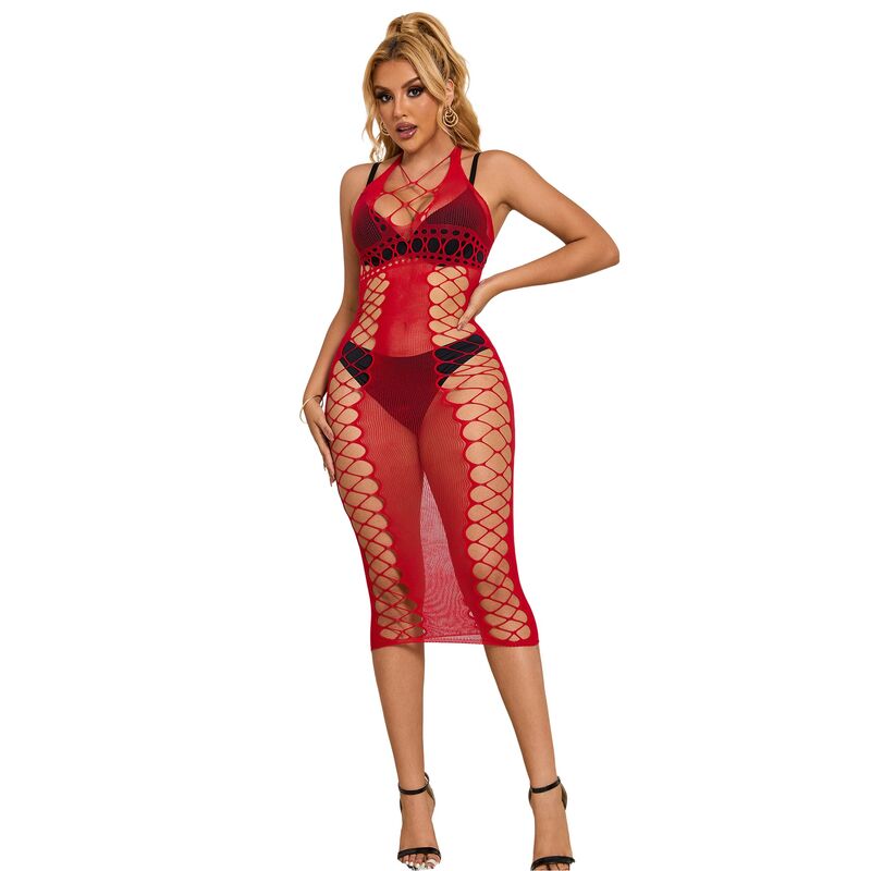 Nuisette Longue Résille Rouge Taille Unique - Subblime - SUBBLIME DRESSES
