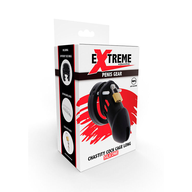 Hidden Desire - Cage de chasteté pour homme en silicone noire - Taille L