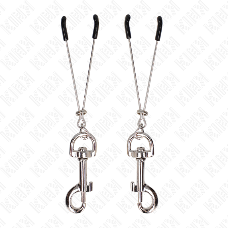 KINK – Pince à Tétons avec crochet mousqueton en argent