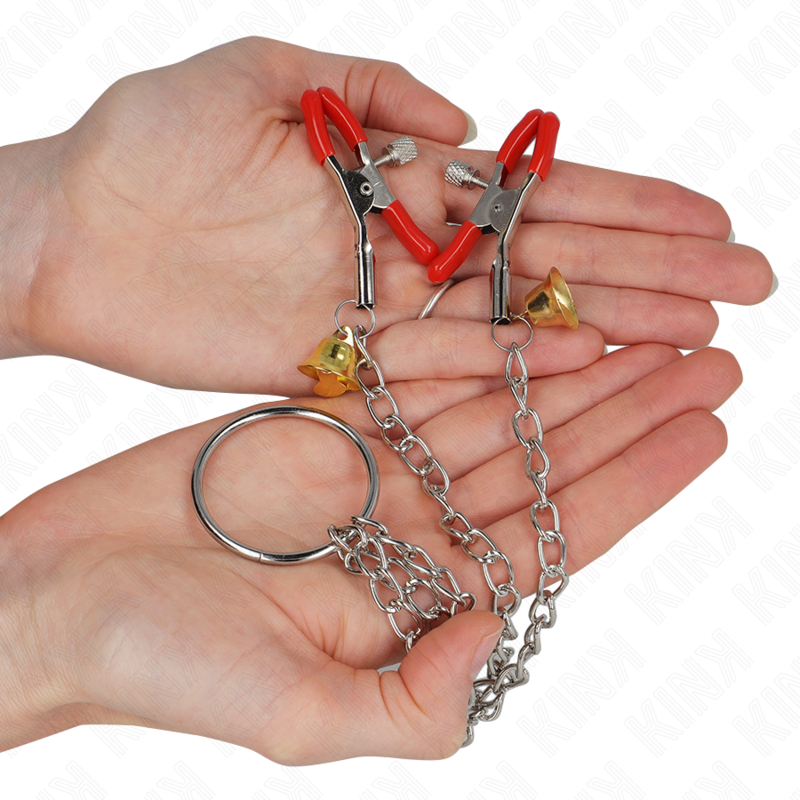 KINK – 3 pinces réglables pour tétons et clitoris finition rouge
