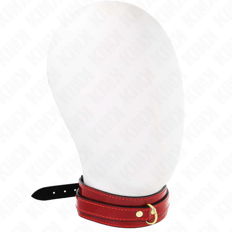 Collier BDSM Ajustable Rouge Vin Détails Dorés - KINK - KINK COLLAR & GAG