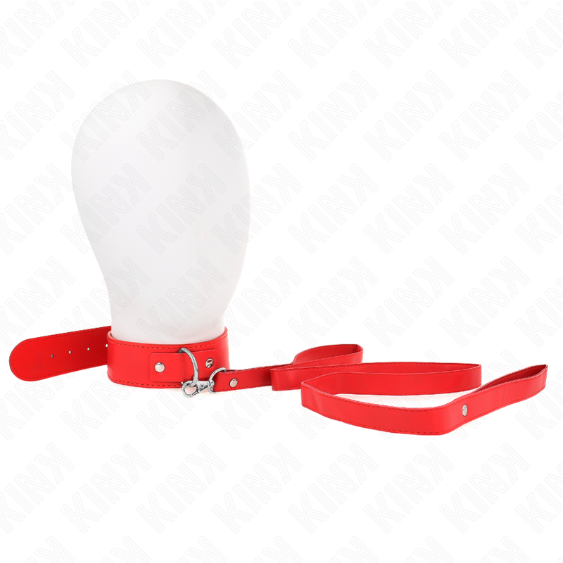 Collier Bondage avec Laisse 116 cm Rouge Ajustable - KINK - KINK COLLAR & GAG