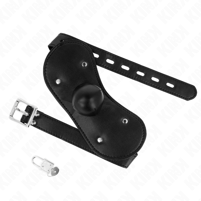 Ball Gag Masque Boucles avec Serrure Réglable 42-60cm - Kink