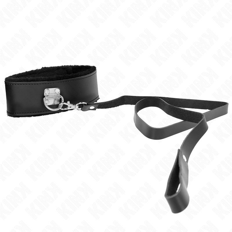 Collier Bondage Cuir Noir avec Laisse 116cm Réglable - KINK - KINK COLLAR & GAG