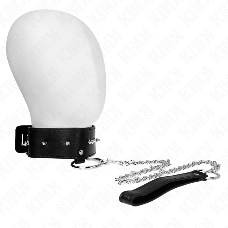 Collier avec Laisse Clous Argentés Réglable 36-43cm - Kink - KINK COLLAR & GAG