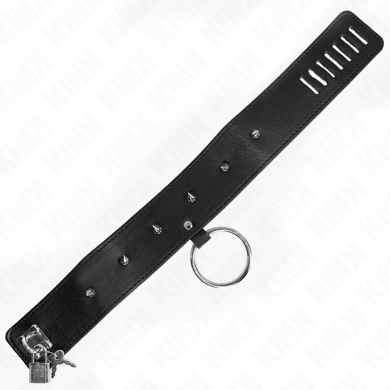 Collier avec Laisse Clous Argentés Réglable 36-43cm - Kink - KINK COLLAR & GAG