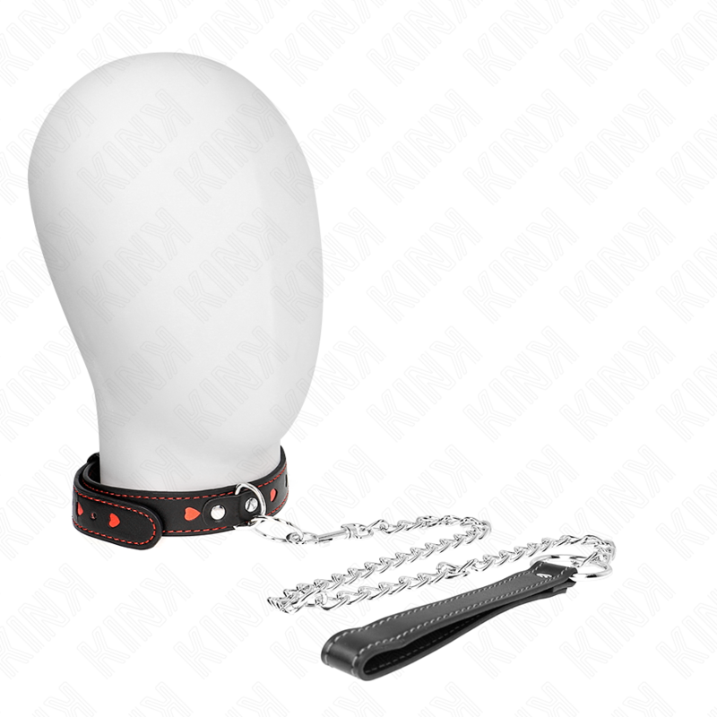 Collier BDSM avec Laisse Détails Coeur 65 cm - KINK - KINK COLLAR & GAG