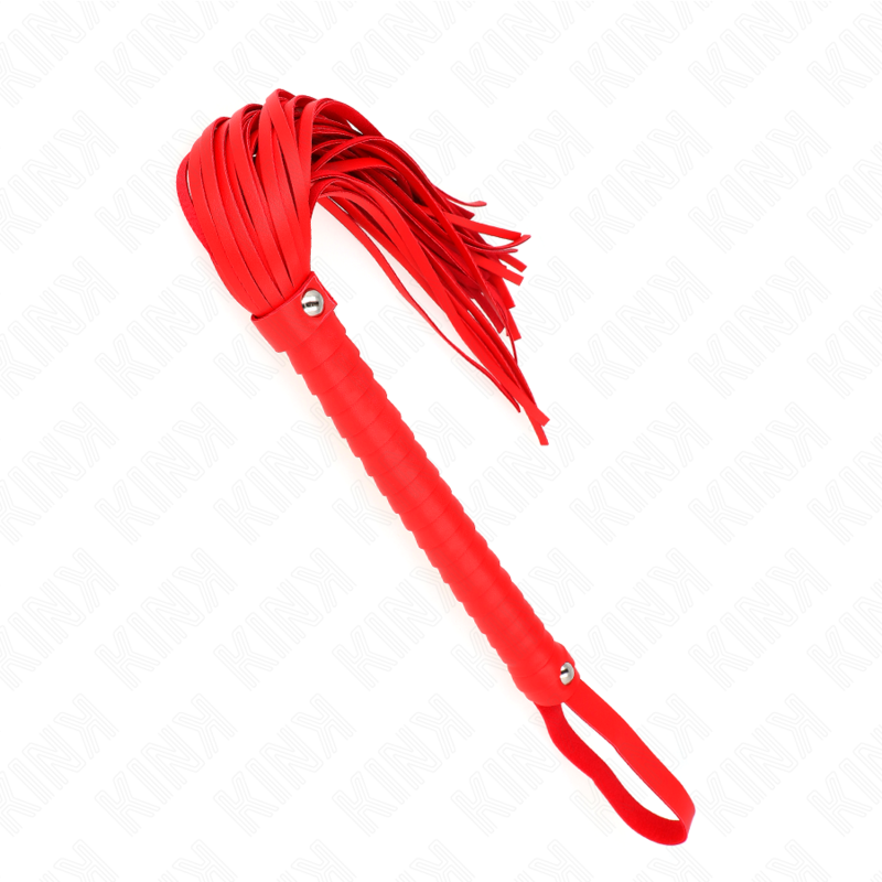 KINK - Fouet BDSM Rouge avec Manche Texturé - 48,5 cm
