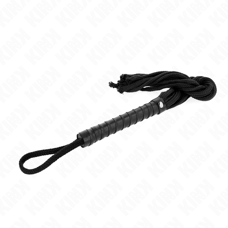 KINK - Mini Fouet BDSM avec Corde Noir - 56 cm
