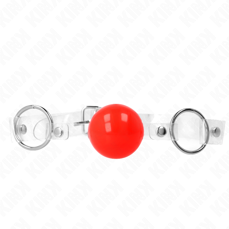 Ball Gag Balle PVC Transparente Rouge 4cm - KINK - KINK COLLAR & GAG