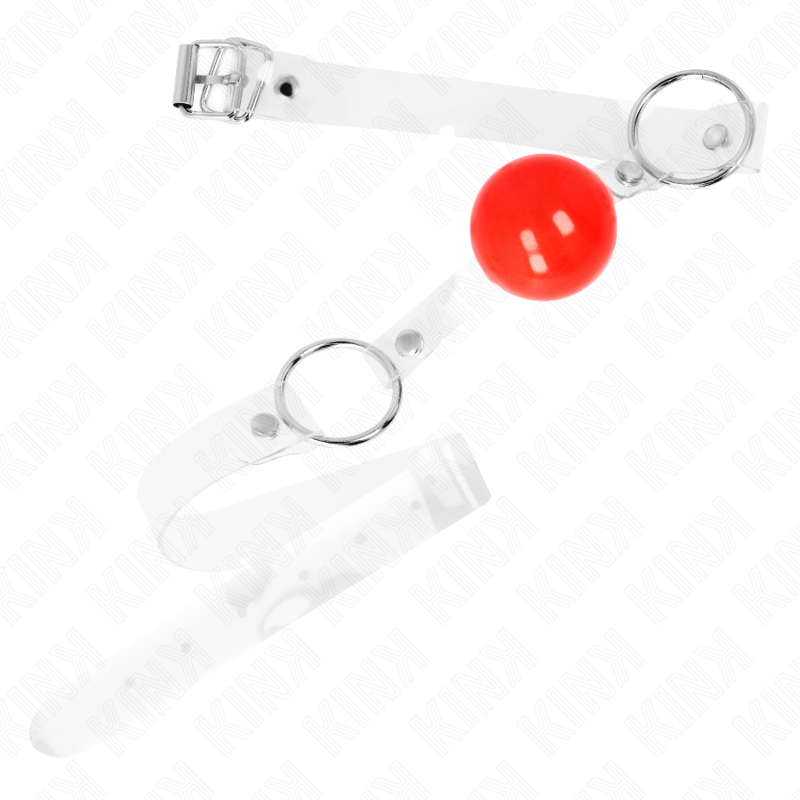 Ball Gag Balle PVC Transparente Rouge 4cm - KINK - KINK COLLAR & GAG