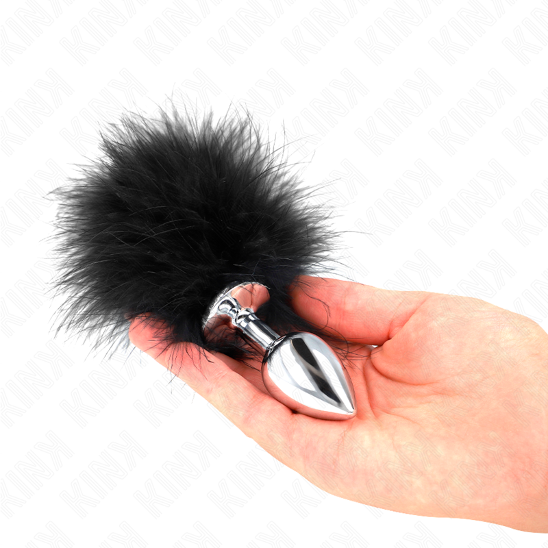 Plug anal en acier inoxydable avec plume 11x7 cm - Kink - KINK PLEASURE PLUGS