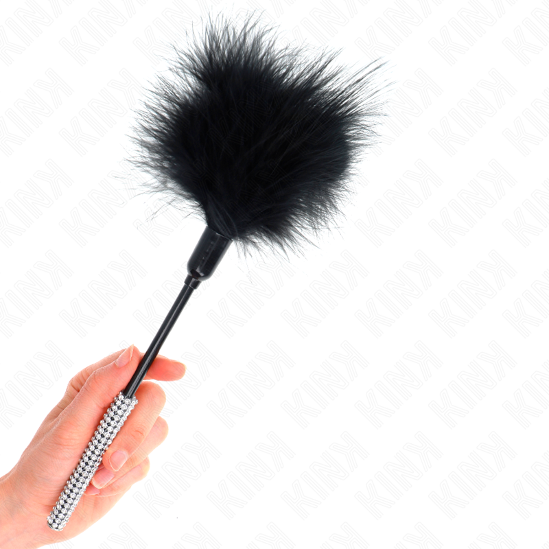 Plumeau Érotique Plumes Chatouilles Manche Strass 27cm - Kink - KINK IMPACT & TOUCH