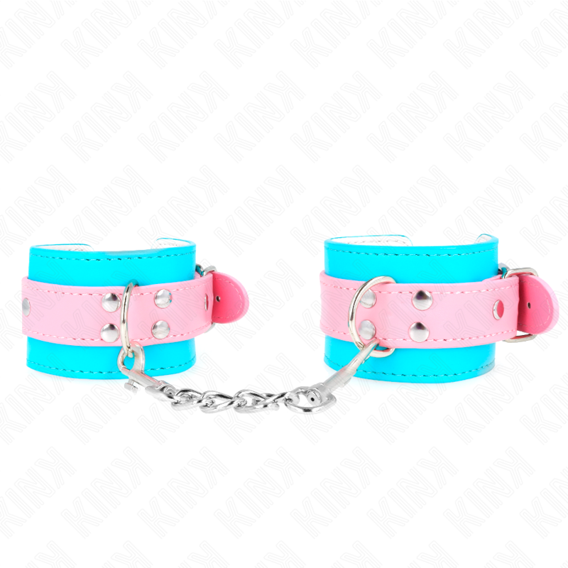 Menottes Ajustables Cuir Bleu Rose 16-28cm - KINK - KINK WRIST RESTRAINT