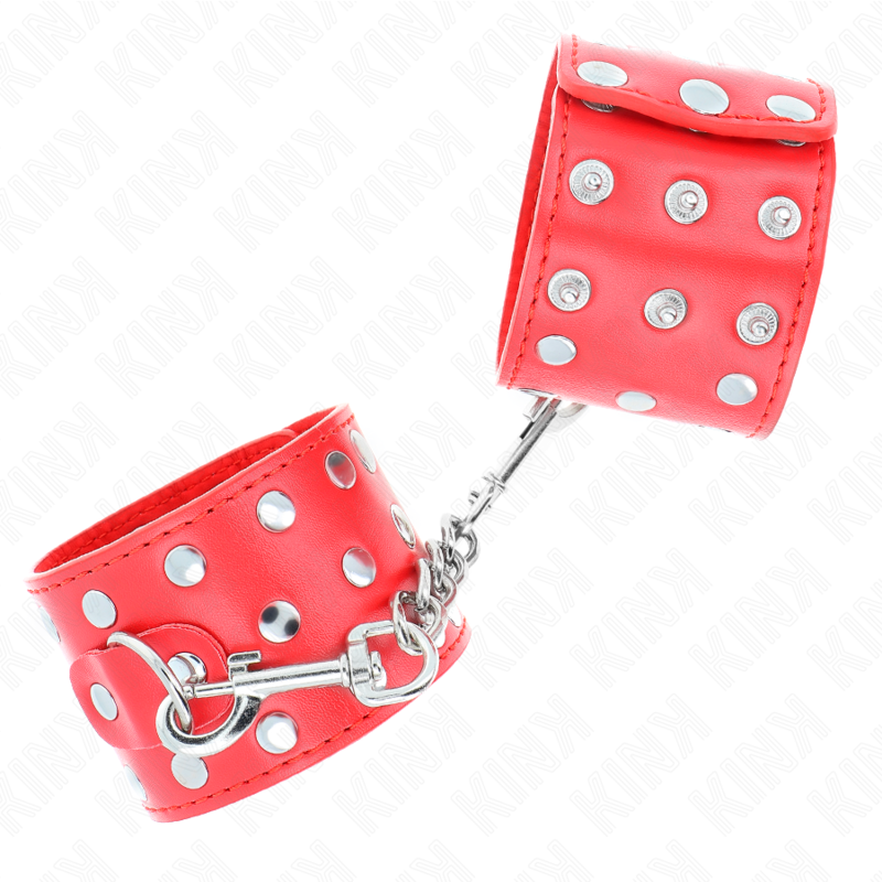 Menottes Poignets Rivets Rouge Ajustable 19-24cm - KINK - KINK WRIST RESTRAINT